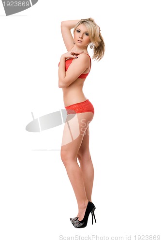 Image of Young playful blond woman