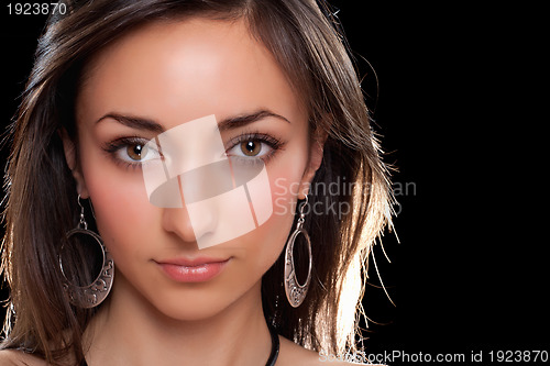 Image of Closeup portrait of a young brunette