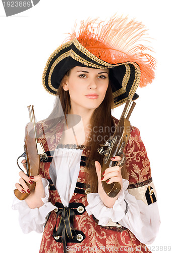 Image of Nice young woman with guns