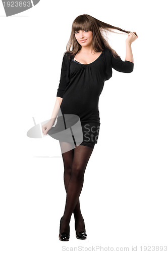 Image of Pretty young woman in black