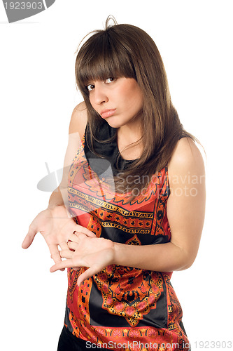 Image of pretty disappointed caucasian woman