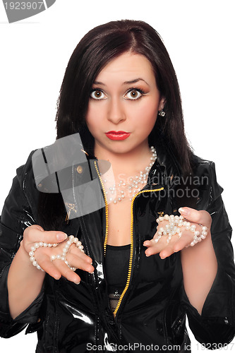 Image of Young woman in amazement. Isolated