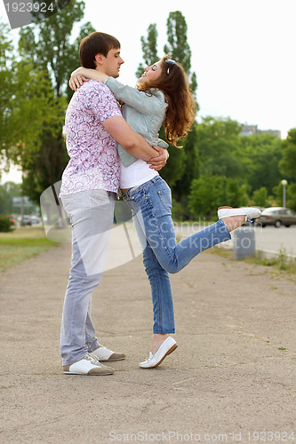 Image of Couple of playful young people