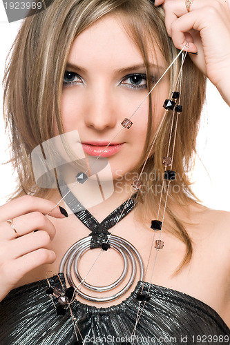 Image of Portrait of a attractive young woman. Isolated