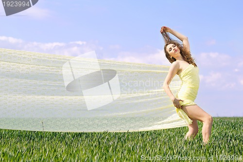 Image of Young expressive beautiful woman