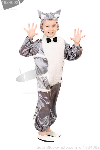 Image of Playful boy dressed as cat
