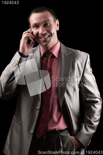Image of Portrait of a happy businessman. Isolated