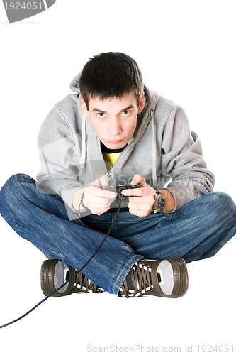 Image of Young man with a joystick