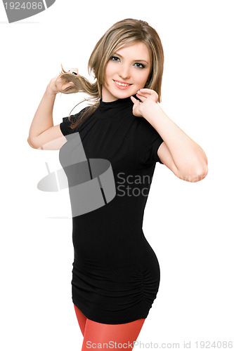 Image of Portrait of sexy smiling young woman. Isolated