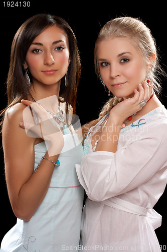 Image of portrait of a two pretty young women