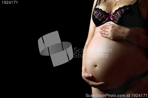 Image of Belly of a pregnant woman. Isolated