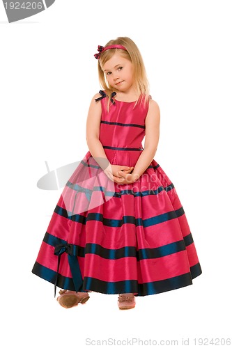 Image of little blond girl in a long dress