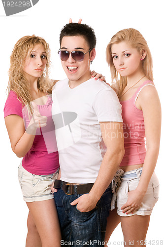 Image of two lovely women and handsome young man