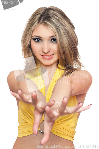 Image of Portrait of attractive young woman. Isolated