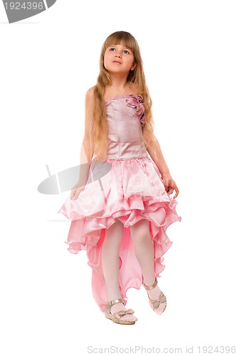 Image of Cute little girl in a pink dress