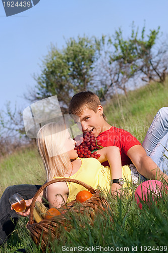 Image of Beautiful blonde and young man