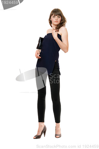 Image of Lovely girl in a black leggings. Isolated