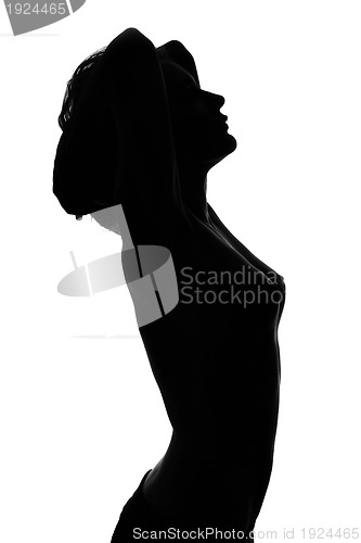 Image of Silhouette of a naked sexy young woman