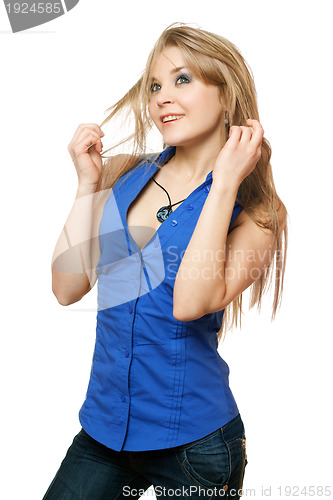 Image of Portrait of playful young blonde