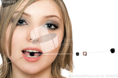 Image of Close-up portrait of pretty young woman