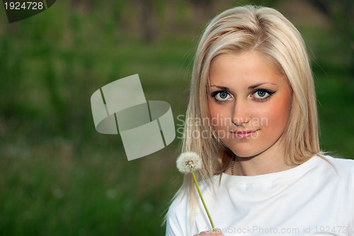Image of Portrait of young lovely blonde