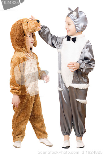 Image of Boys dressed as a cat and dog