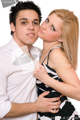 Image of Portrait of passionate beautiful young couple. Isolated