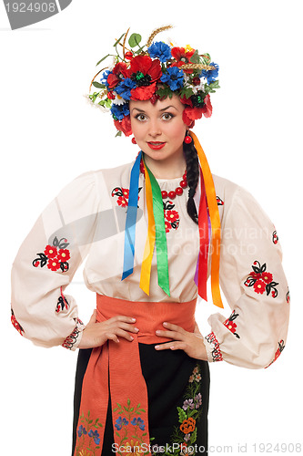 Image of Young woman in the Ukrainian national clothes