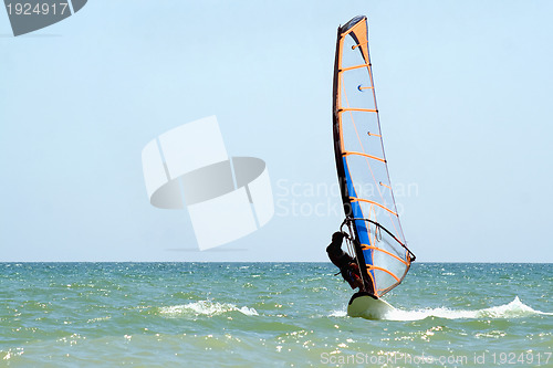 Image of windsurfer on the sea surface