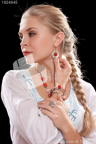Image of Portrait of a perfect young blonde. Isolated