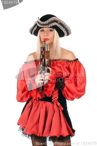 Image of Hot young blonde with guns 