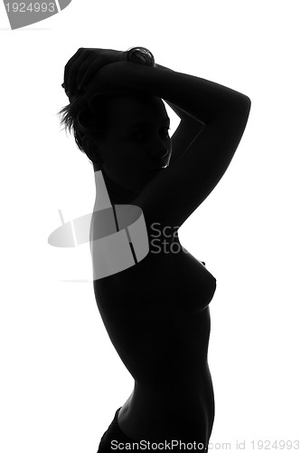 Image of Silhouette of a sexy naked young woman. Isolated