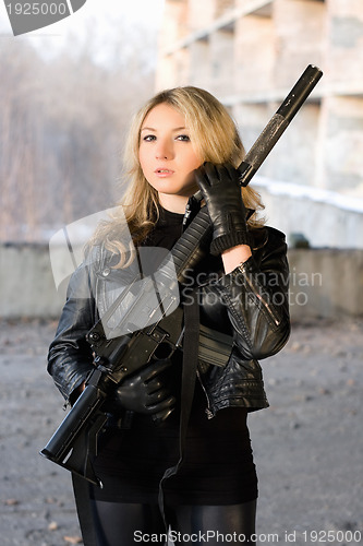 Image of Hot woman in leather jacket