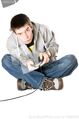 Image of Young man with a joystick