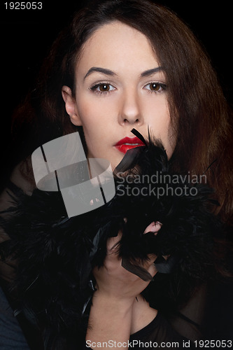 Image of Closeup portrait of young lady. Isolated