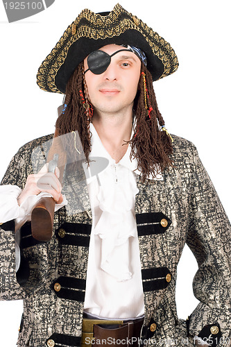Image of man dressed as pirate. Isolated