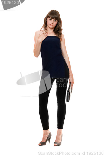 Image of Nice girl in a black leggings. Isolated