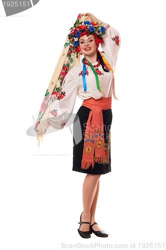 Image of Attractive woman in the Ukrainian national clothes