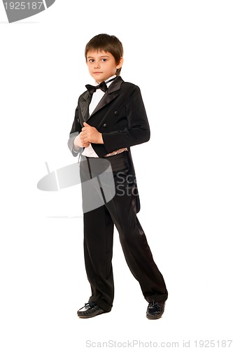 Image of Little boy in a tuxedo. Isolated