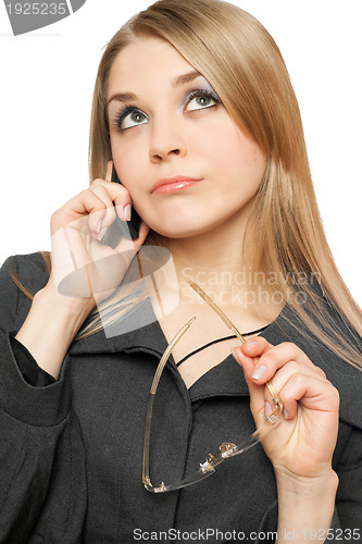 Image of Close-up portrait of thoughtful young blonde