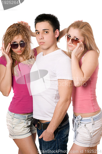 Image of two sensual women and handsome young man