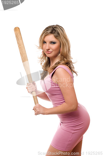 Image of Portrait of young woman with a bat
