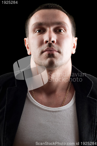 Image of Closeup portrait of a man. Isolated