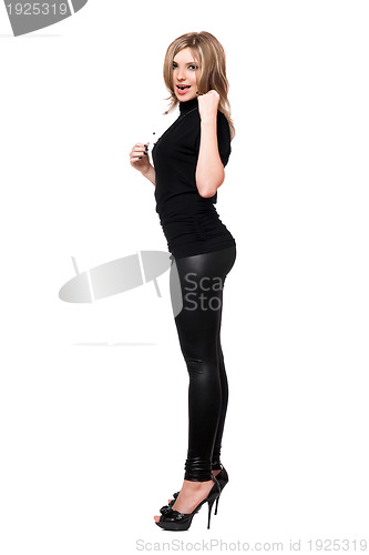 Image of Sexy young woman in leggings. Isolated