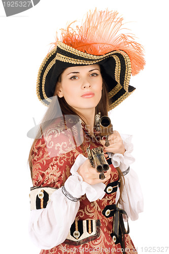 Image of Attractive young woman with guns