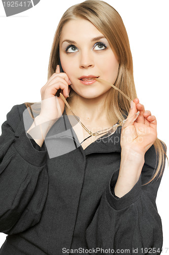 Image of Close-up portrait of playful blonde