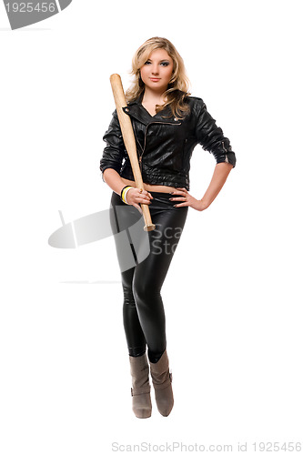 Image of Beautiful girl with a bat