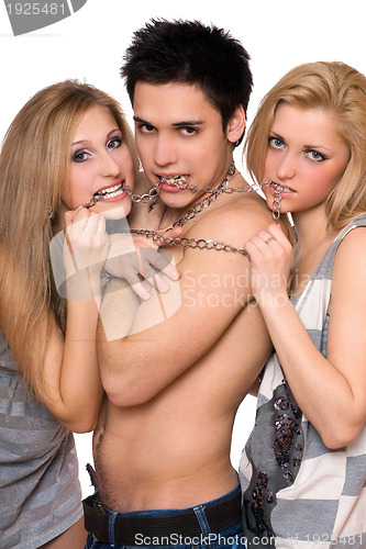 Image of Two pretty girls and a guy