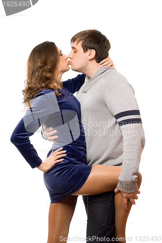 Image of Nice kissing couple in love