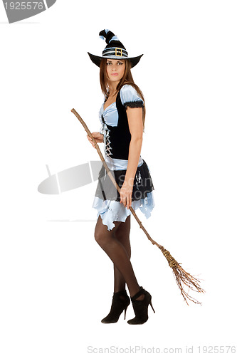 Image of Pretty young woman with a besom